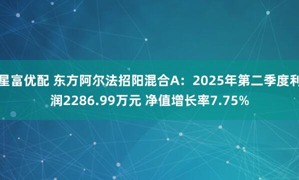 星富优配 东方阿尔法招阳混合A：2025年第二季度利润2286.99万元 净值增长率7.75%